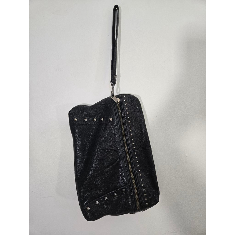 Banana Republic Women's Black Leather Studded Wristlet Clutch
